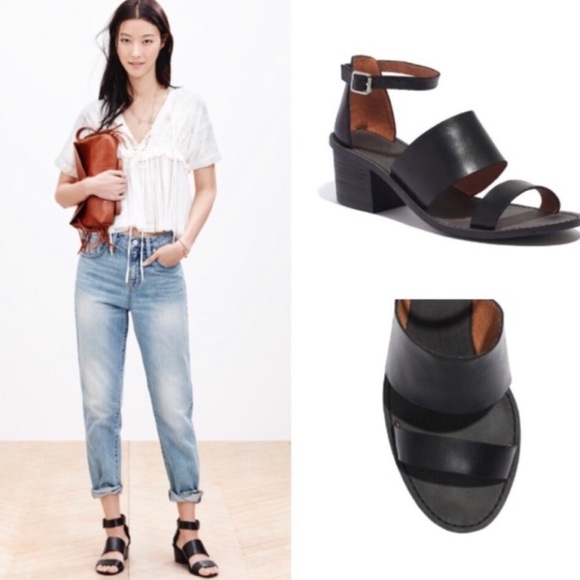MADEWELL Warren Leather Double Strap Sandals Heels Wedges - Picture 2 of 14